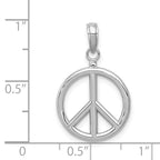 14k White Gold 3-D Polished Peace Sign Charm - Sophia Jewelers