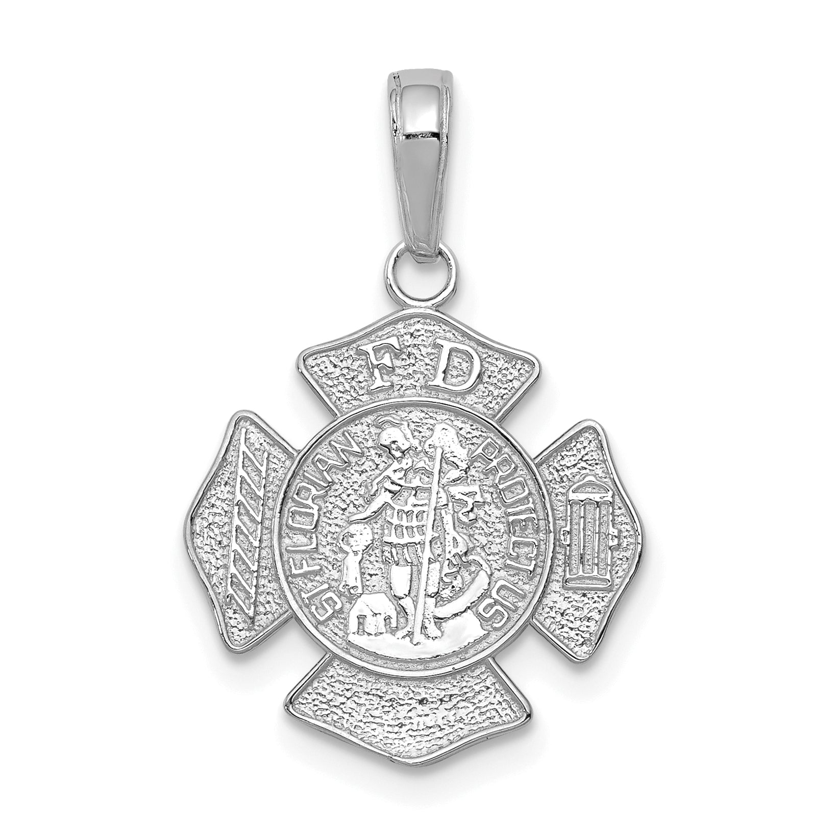 14K White Gold Small St. Florian Badge Pendant Main image