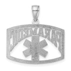 14K White Gold Polished Out PARAMEDIC Charm
