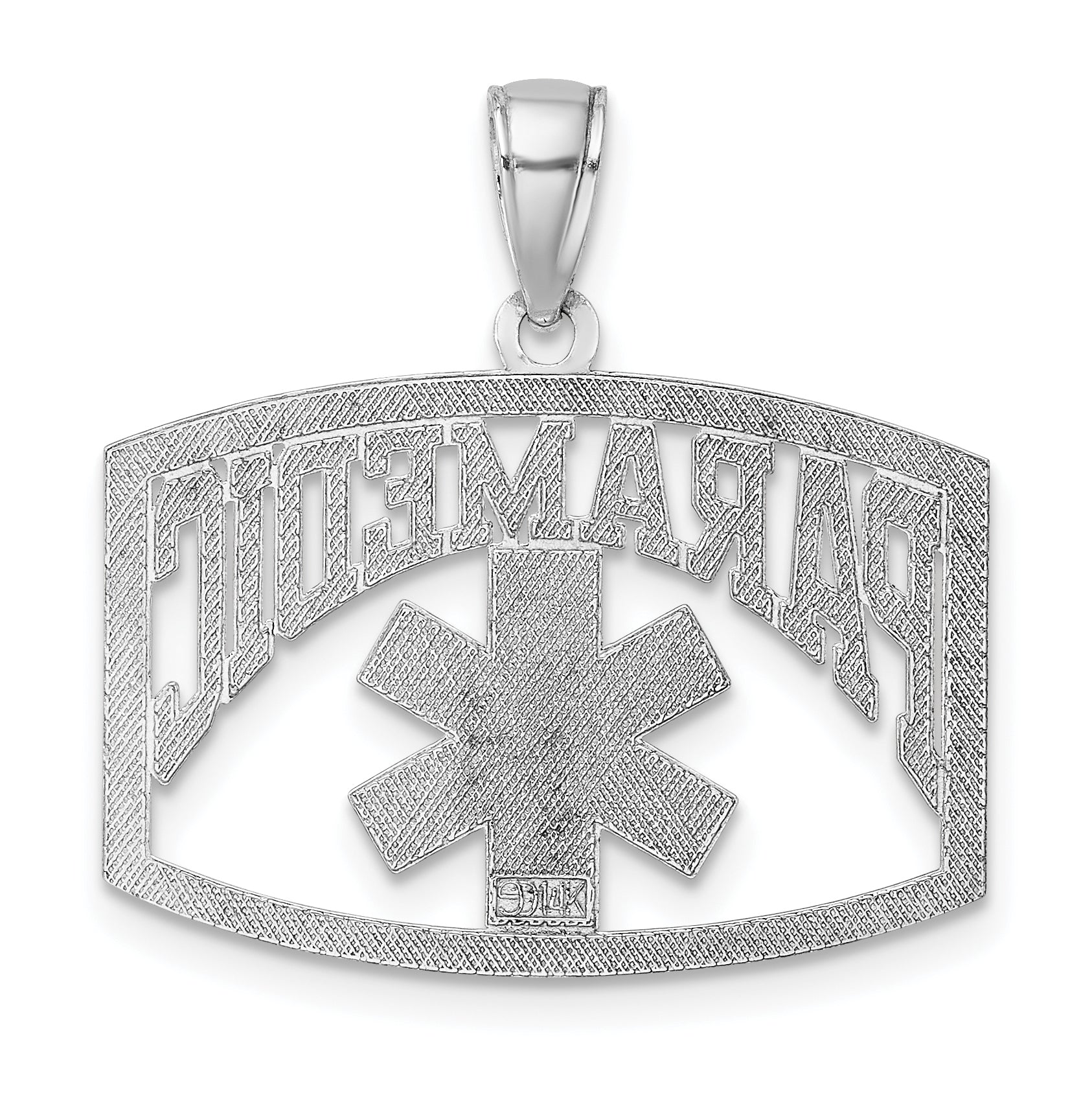 14K White Gold Polished Out PARAMEDIC Charm