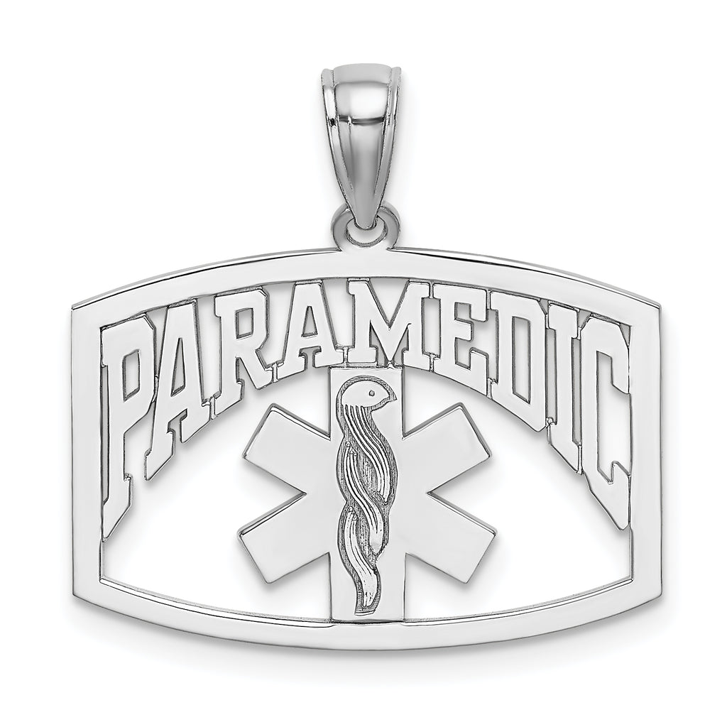 14K White Gold Cut-Out PARAMEDIC Charm - Sophia Jewelers