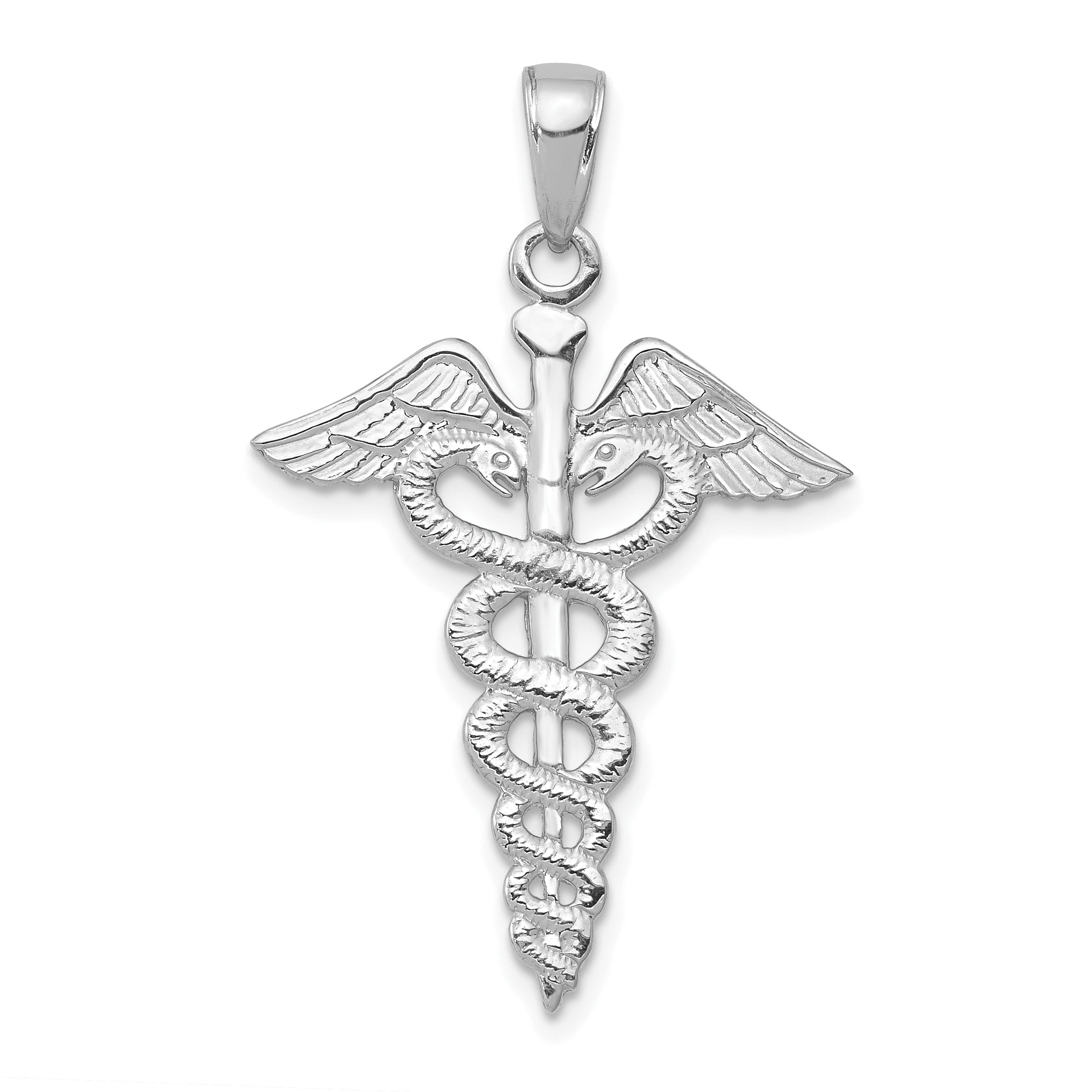 14k White Gold Caduceus Pendant Main image