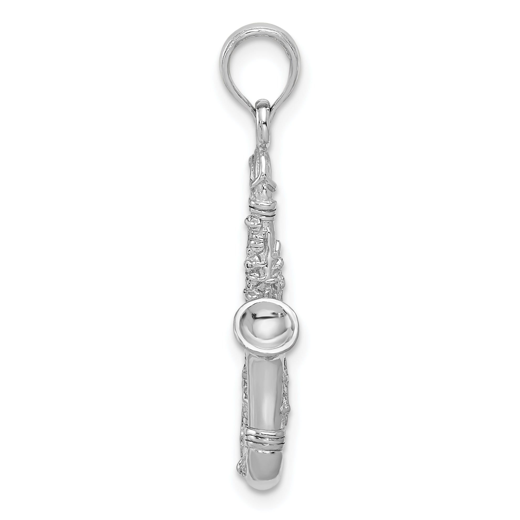14K White Gold Solid Polished 3-D Saxophone Charm - Sophia Jewelers