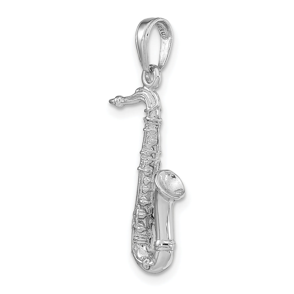 14K White Gold Solid Polished 3-D Saxophone Charm - Sophia Jewelers