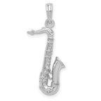 14K White Gold Solid Polished 3-D Saxophone Charm - Sophia Jewelers