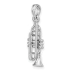 14K White Gold Polished Solid 3-D Trumpet Pendant