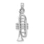 14K White Gold Solid Polished 3-D Trumpet Pendant - Sophia Jewelers