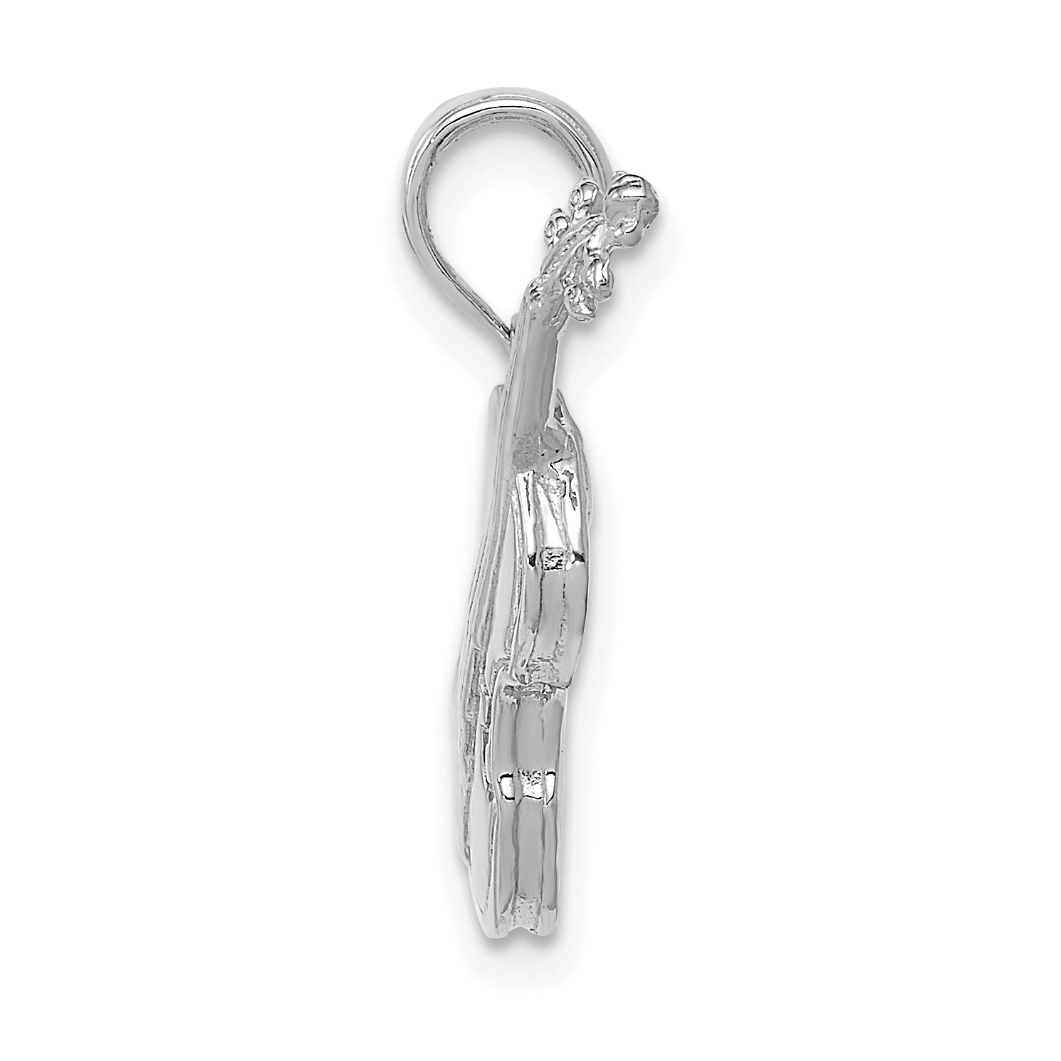 14K White Gold Polished Solid 3-D Violin Pendant Secondary image