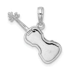 14K White Gold Polished Solid 3-D Violin Pendant - Sophia Jewelers