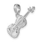 14K White Gold Polished Solid 3-D Violin Pendant - Sophia Jewelers