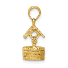 14k and White Rhodium Polished 3-D Moveable Wishing Well Charm