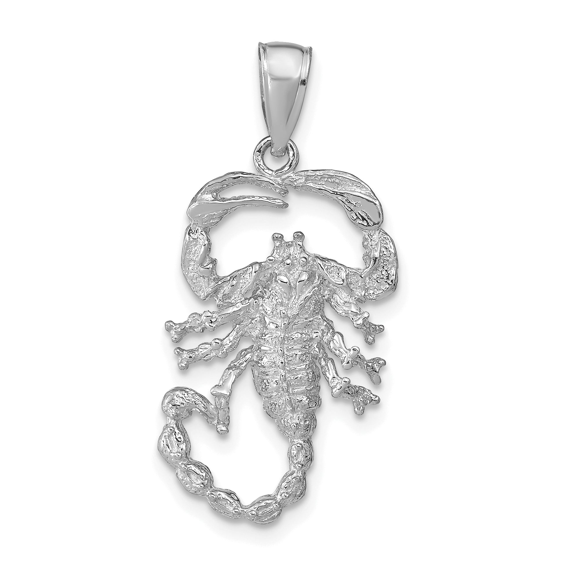14K White Gold Solid Polished Open-Backed Scorpion Pendant Main image