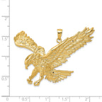 Eagle Landing Pendant in 14K Yellow Gold, 39mm Textured - Sophia Jewelers