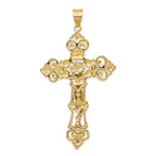 INRI Fleur-de-Lis Crucifix Pendant in 14K Two-Tone Gold, 68mm - Sophia Jewelers