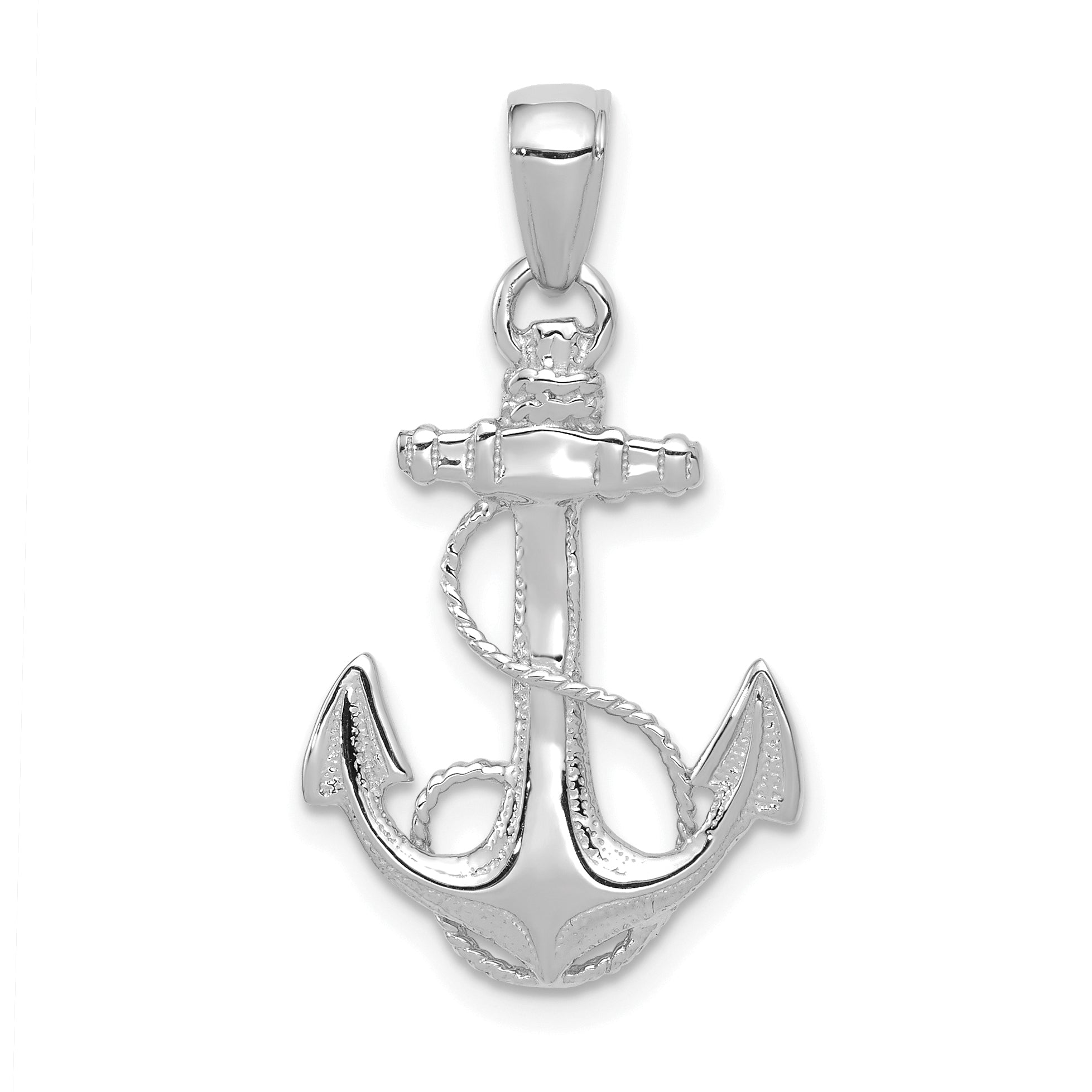 14K White Gold Solid Polished Anchor Pendant Main image