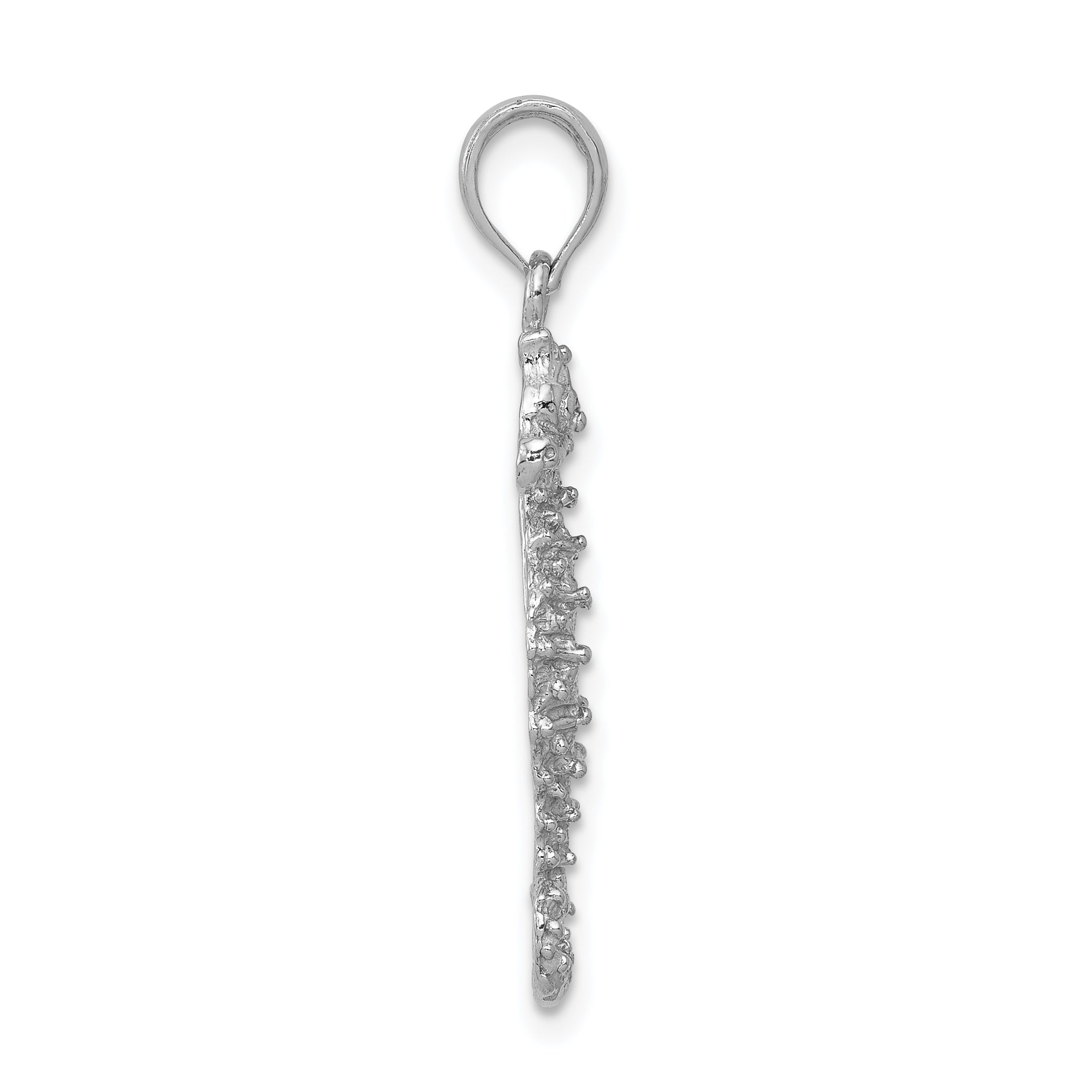 14k White Gold Polished Open-Backed Seahorse Pendant Secondary image