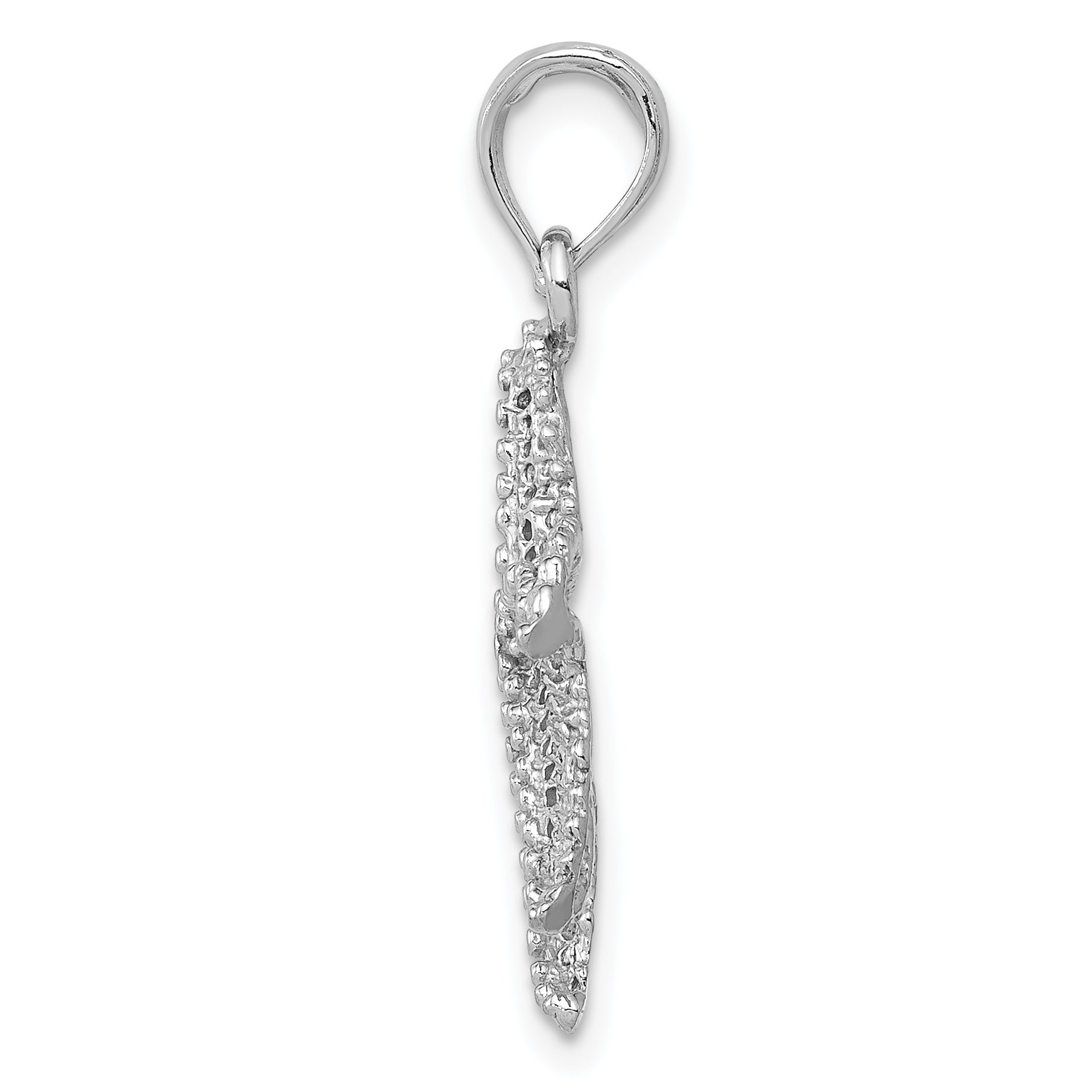 14k White Gold Polished Open-Backed Starfish Pendant Secondary image