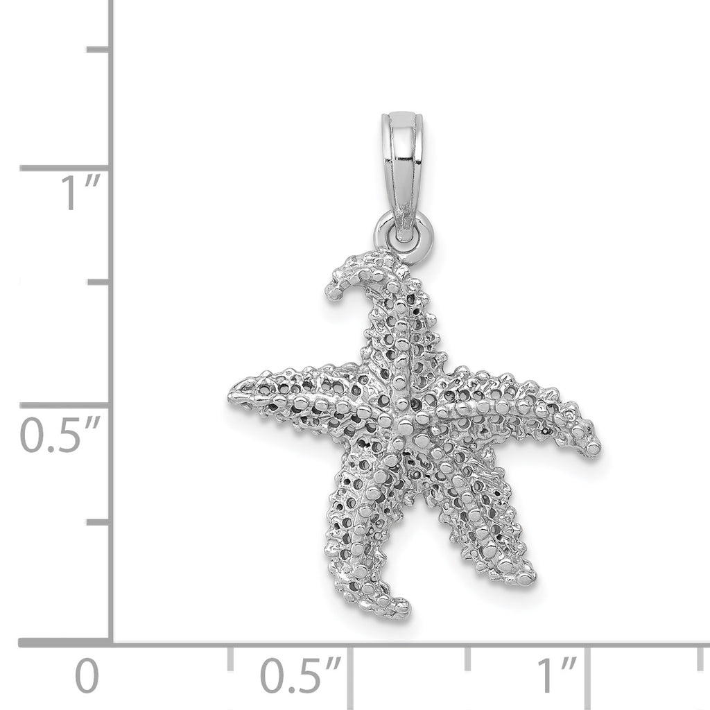 14k White Gold Polished Open-Backed Starfish Pendant