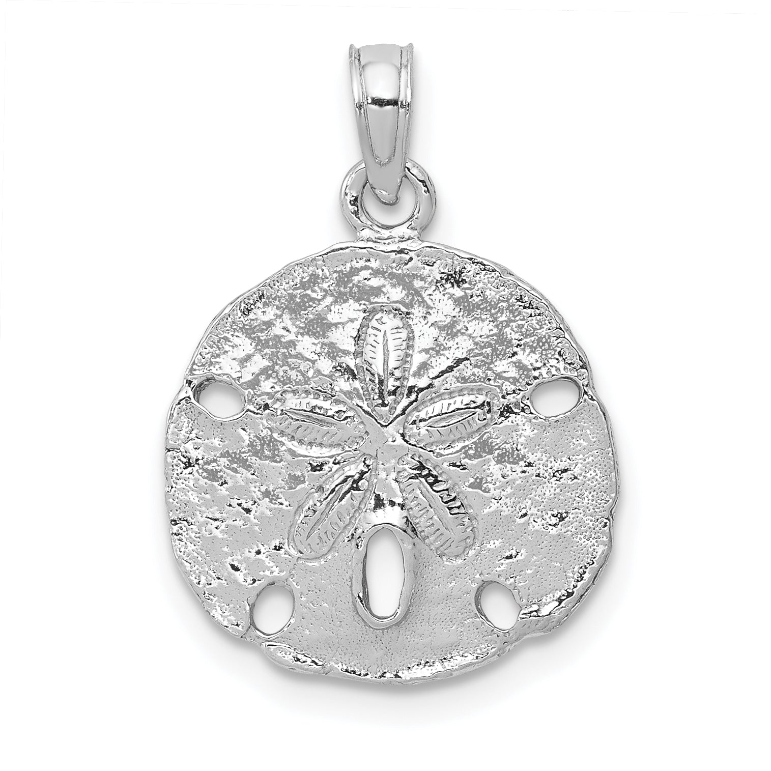 14k White Gold Polished Sand Dollar Pendant Main image