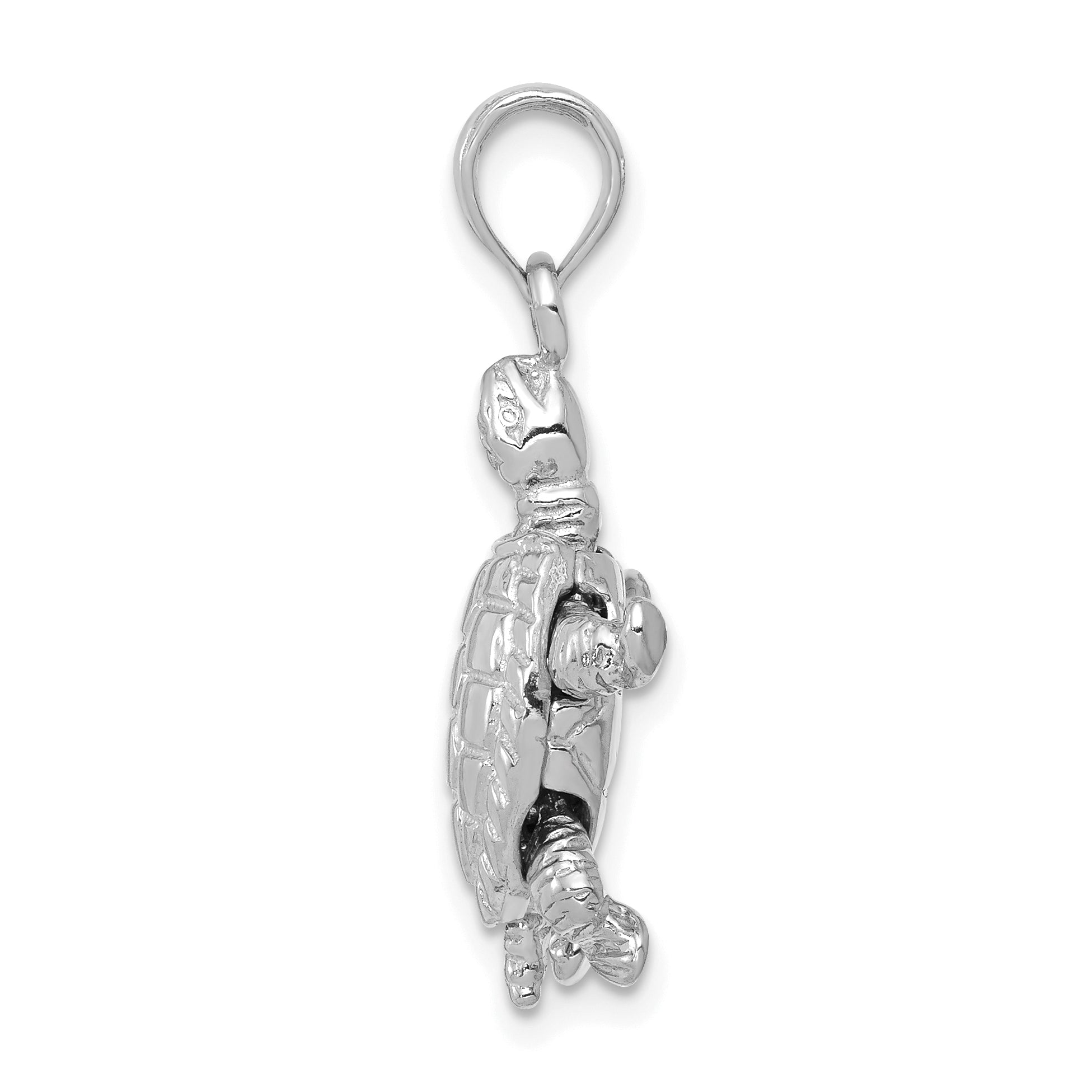 14K White Gold Solid Polished 3-D Moveable Turtle Pendant Secondary image