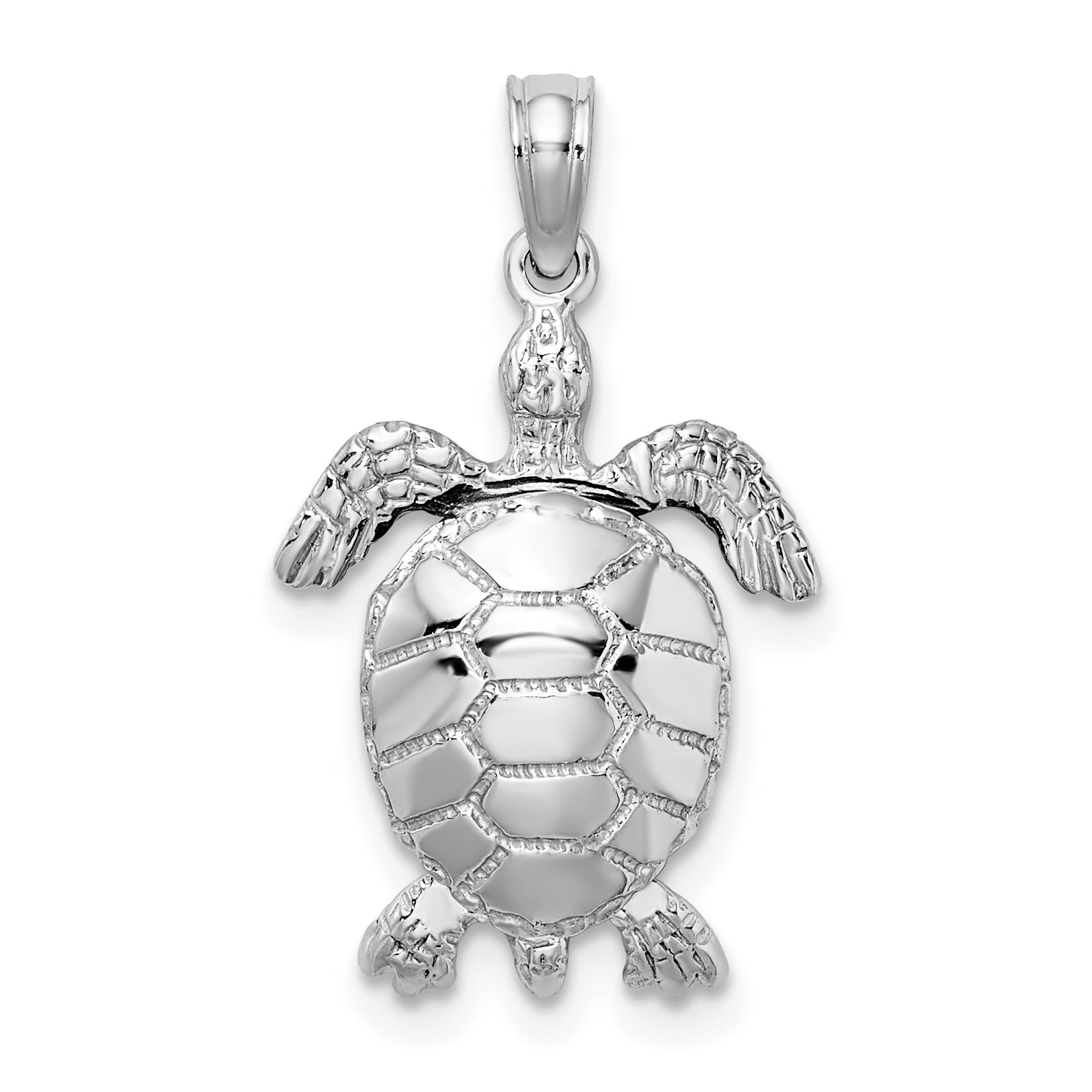 14K White Gold 3-D Moveable Sea Turtle Charm Main image