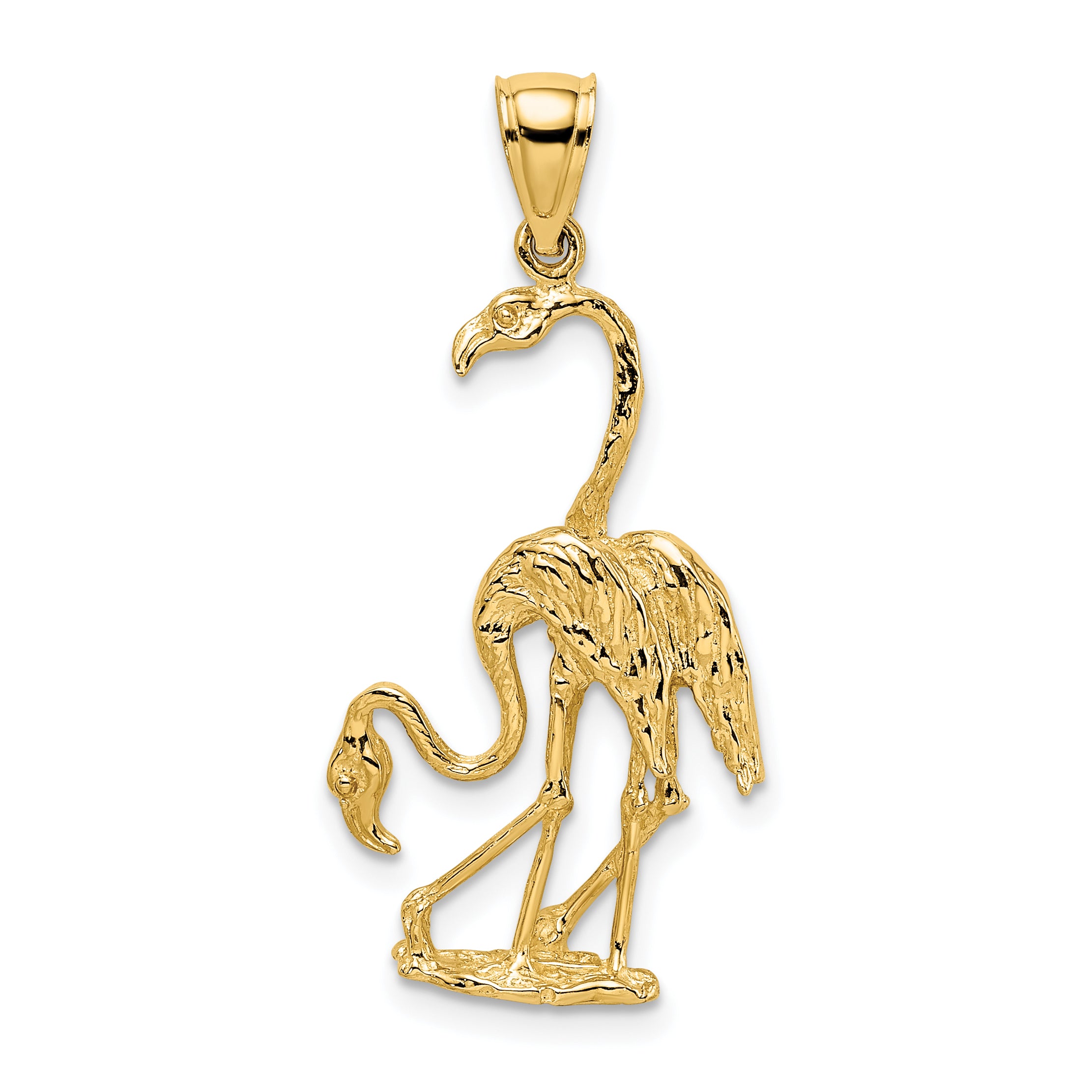 14k Solid Polished 3-Dimensional Double Flamingo Charm Main image
