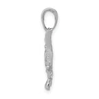 14k White Gold Polished Open-Backed Bass Fish Pendant - Sophia Jewelers