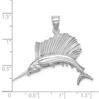 14K White Gold Polished Sailfish Charm - Sophia Jewelers