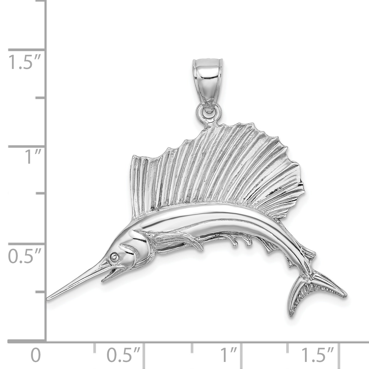 14K White Gold Polished Sailfish Charm - Sophia Jewelers