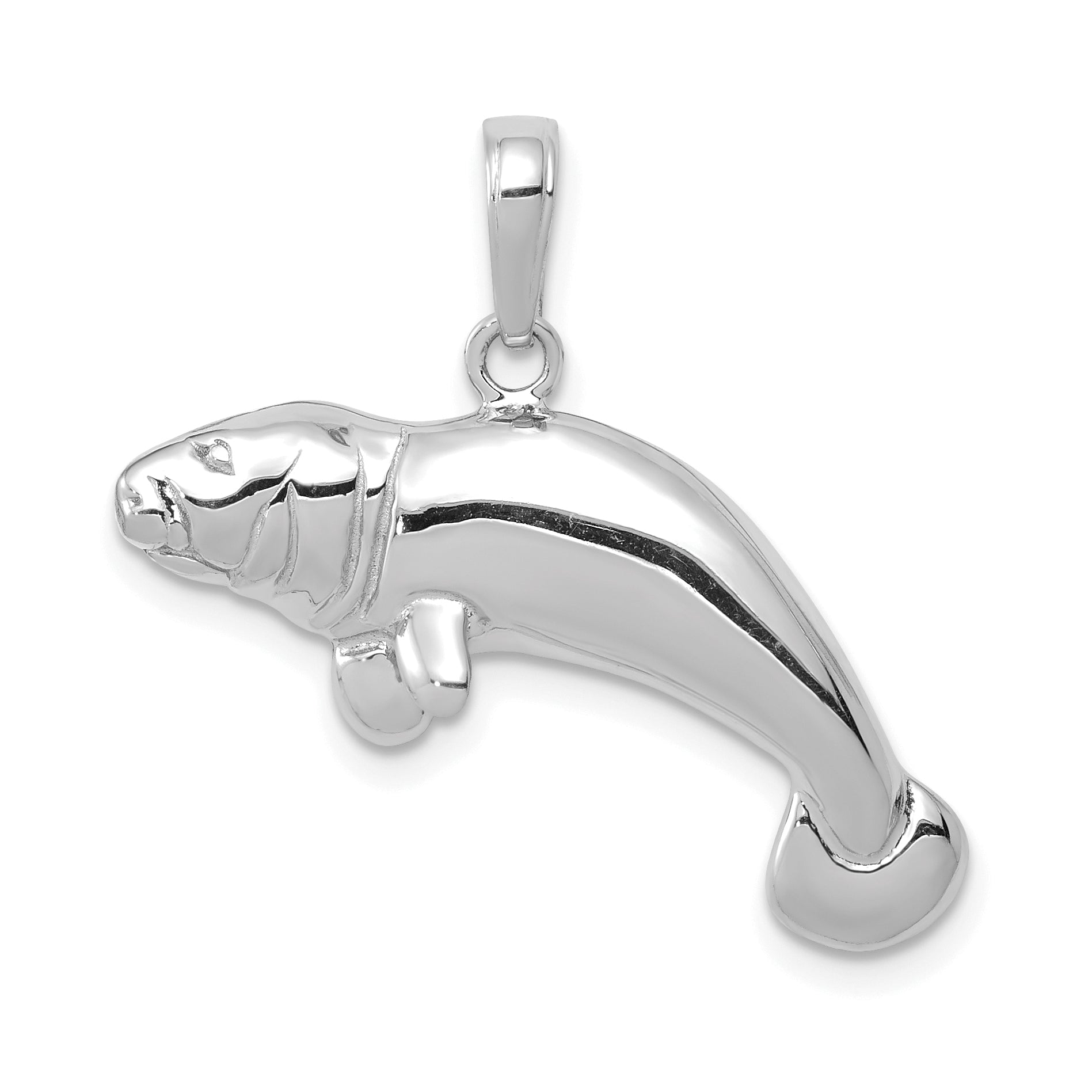 14K White Gold Solid Polished Manatee Pendant Main image