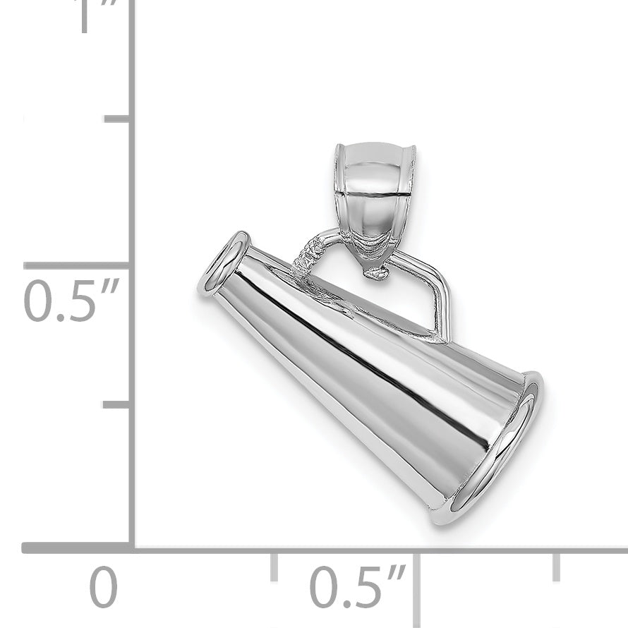 14K White Gold 3-D Megaphone Charm - Sophia Jewelers