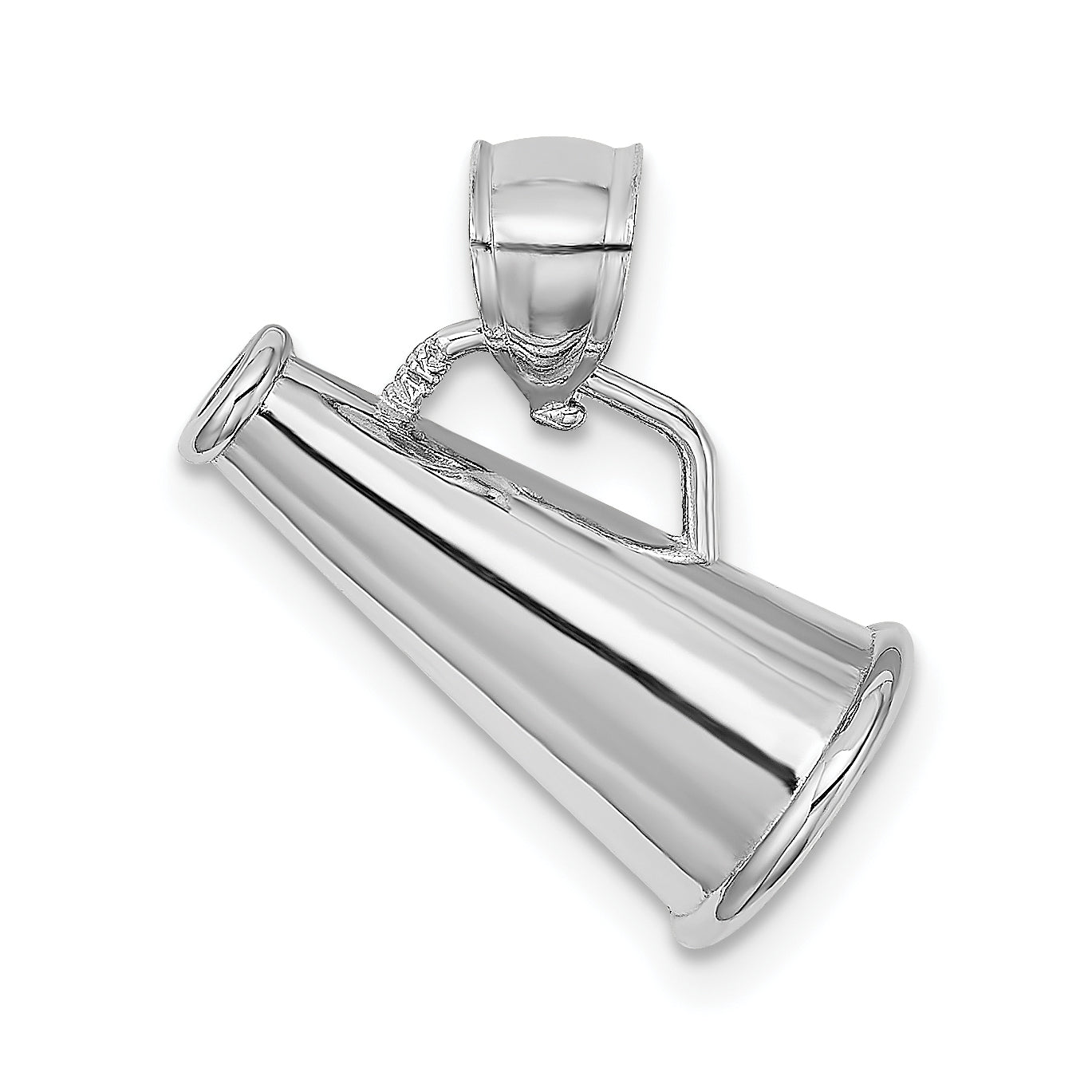 14K White Gold 3-D Megaphone Charm - Sophia Jewelers