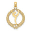 14k Solid Polished Framed Gymnast Charm