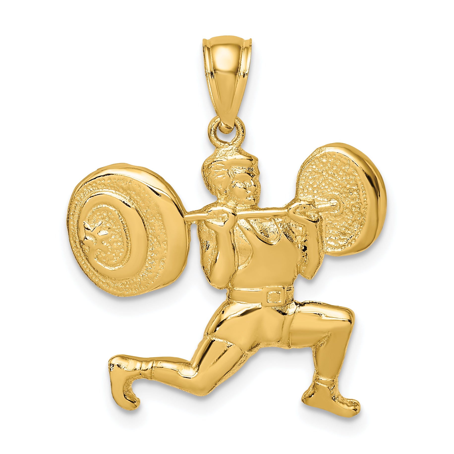 14k Solid Polished Weightlifter Pendant Main image