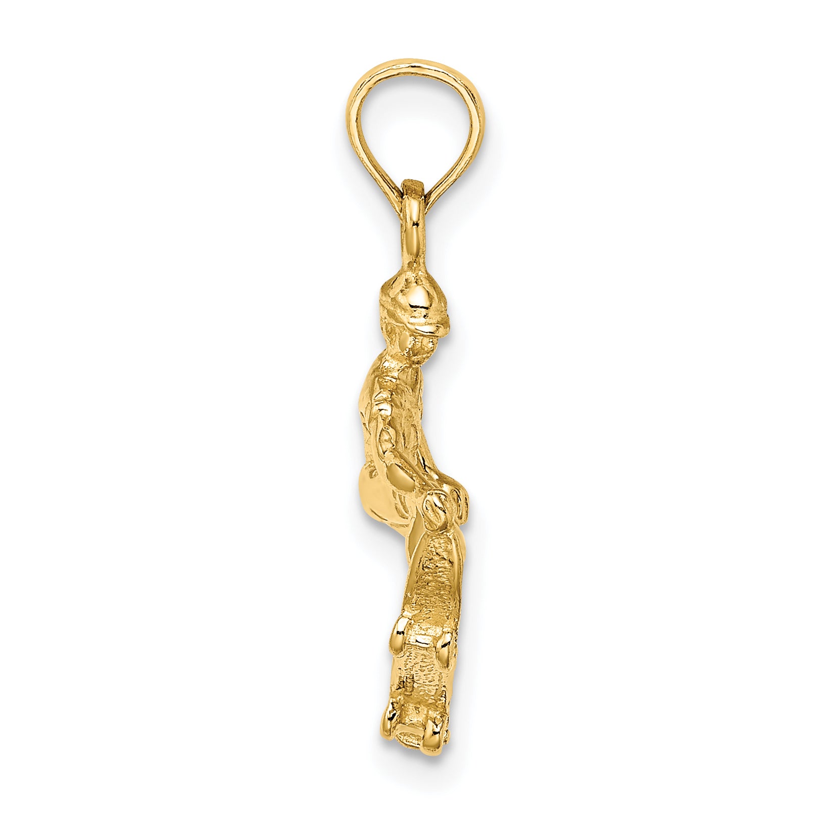 14K Solid Polished 3-D Skateboarder Charm Secondary image