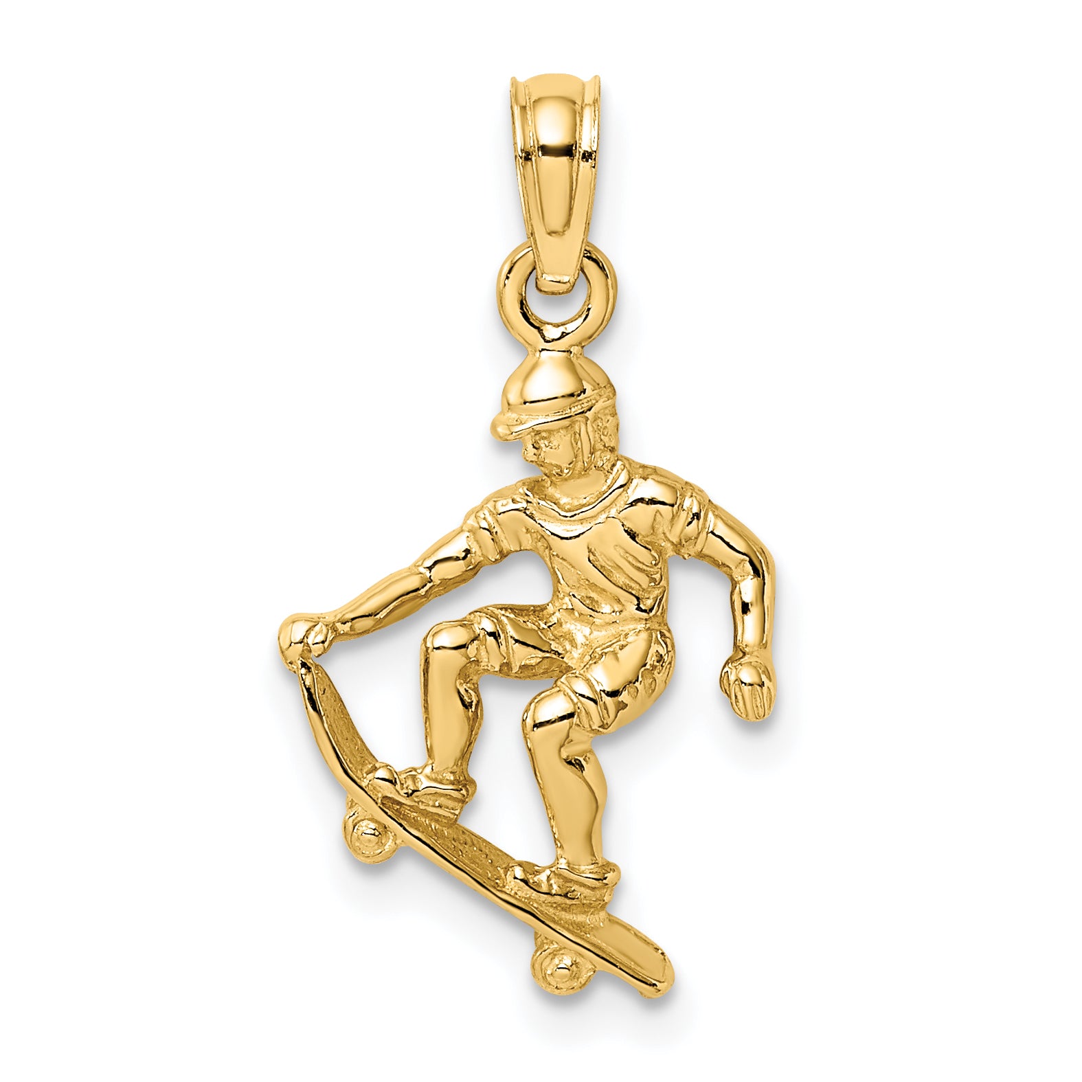 14K Solid Polished 3-D Skateboarder Charm Main image