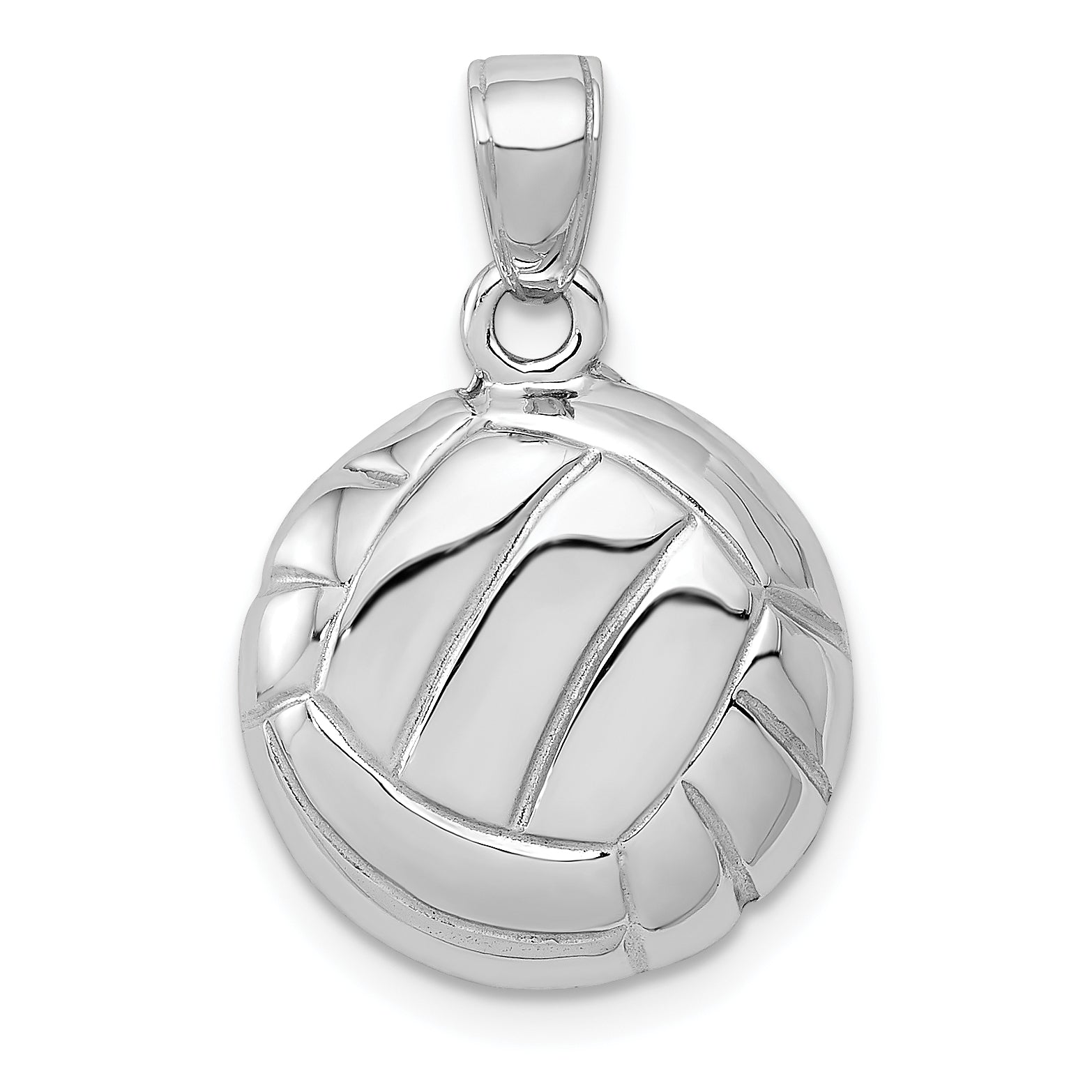 14k White Gold Polished Open-Backed Volleyball Pendant Main image