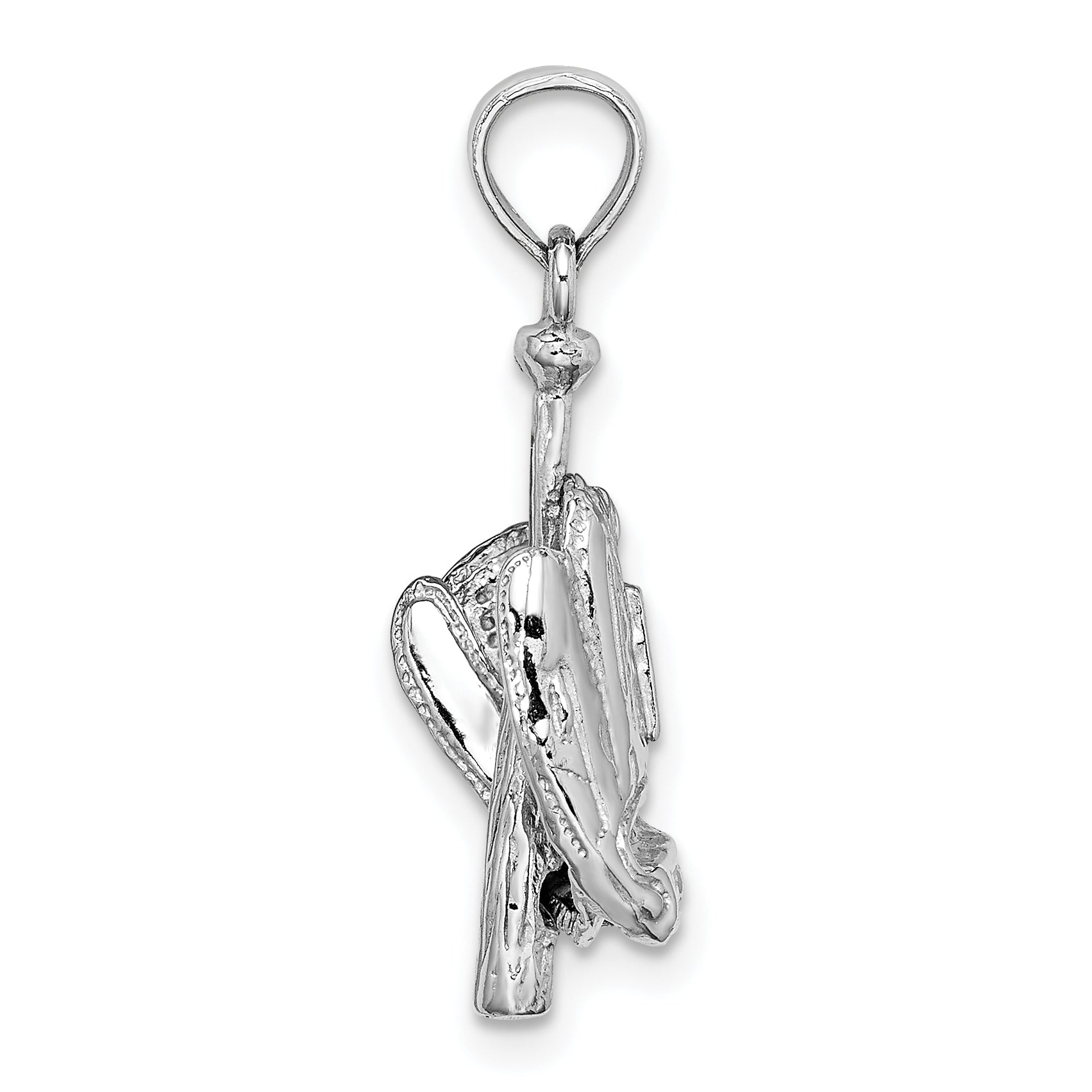 14K White Gold Polished 3-D Glove/Bat/Baseball Pendant Secondary image