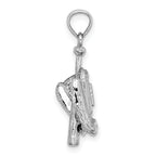 14K White Gold Polished 3-D Glove/Bat/Baseball Pendant