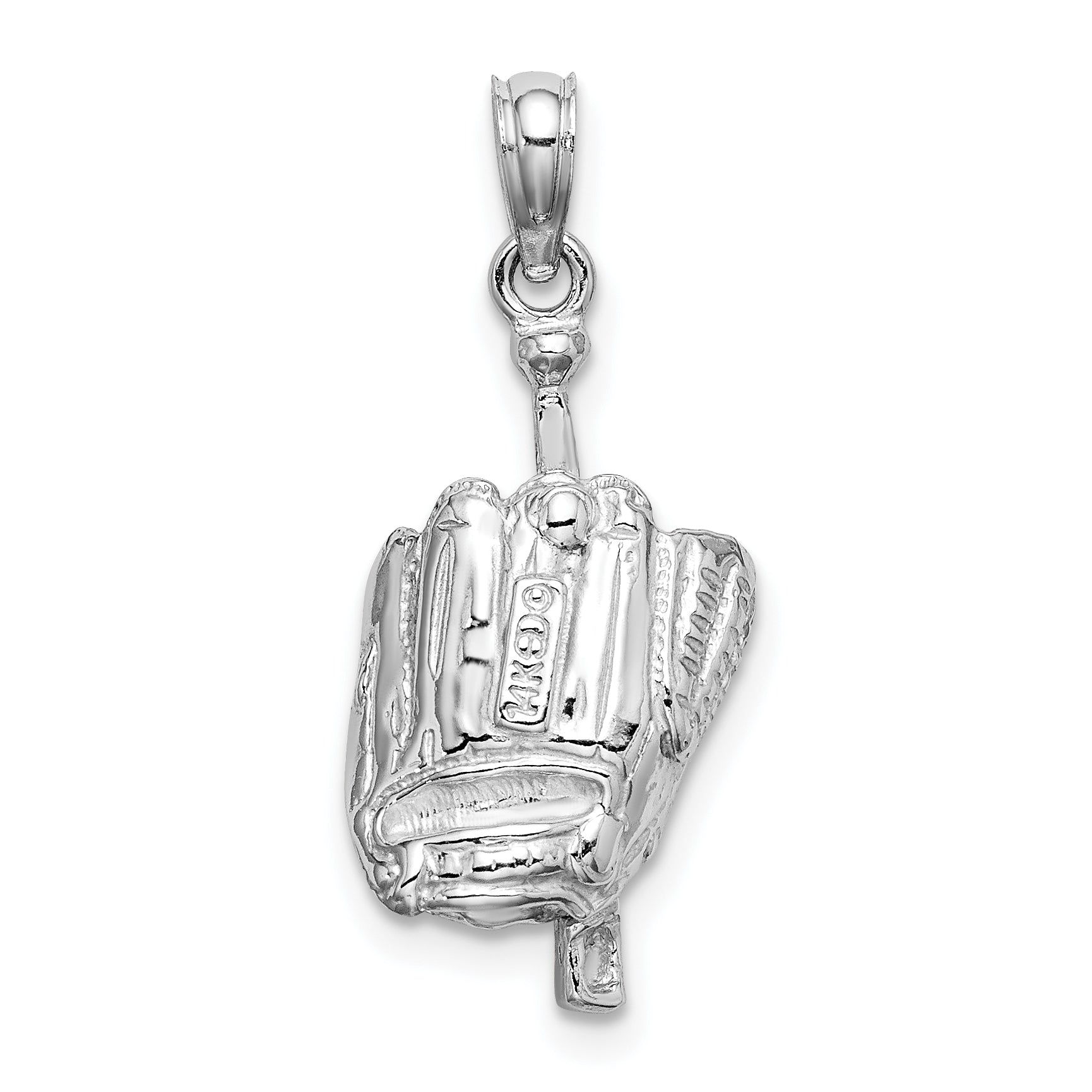14K White Gold Polished 3-D Glove/Bat/Baseball Pendant Secondary image