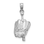 14K White Gold Polished 3-D Glove/Bat/Baseball Pendant - Sophia Jewelers
