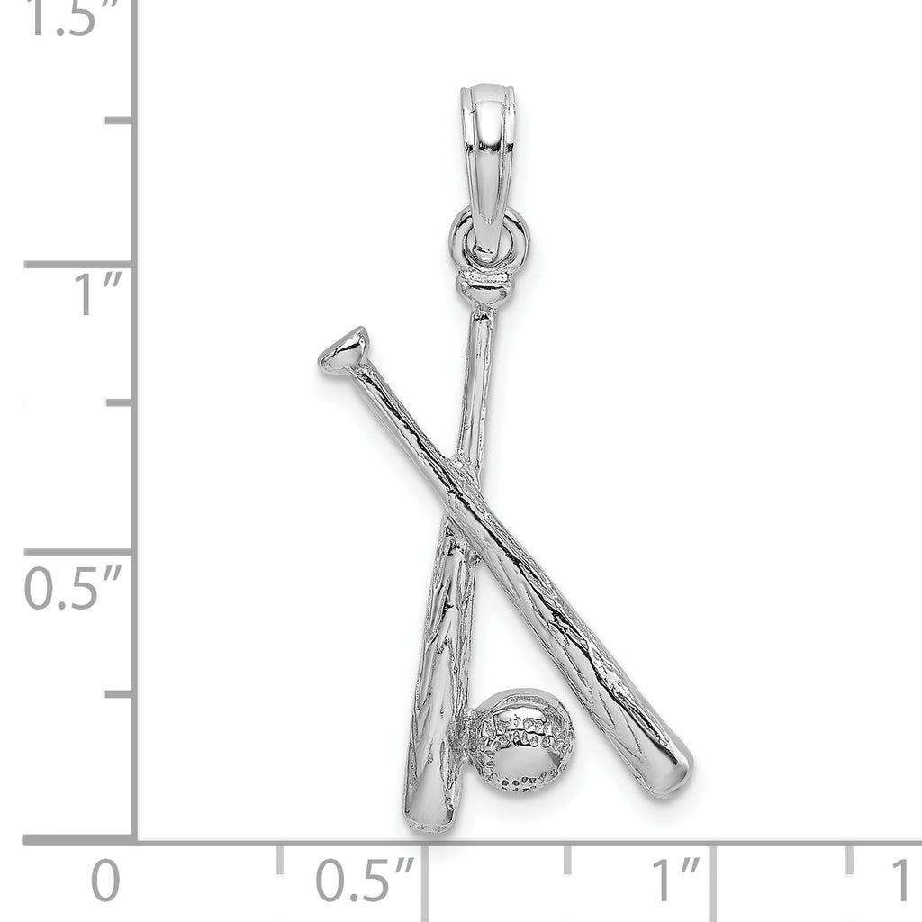 14K White Gold 2-D Baseball Charm