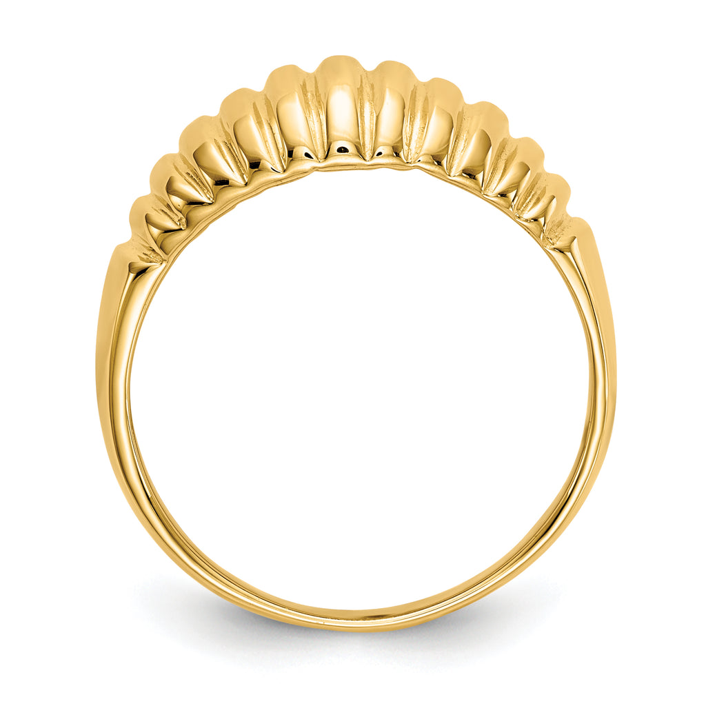 10K High Polished Ribbed Dome Ring - view 2