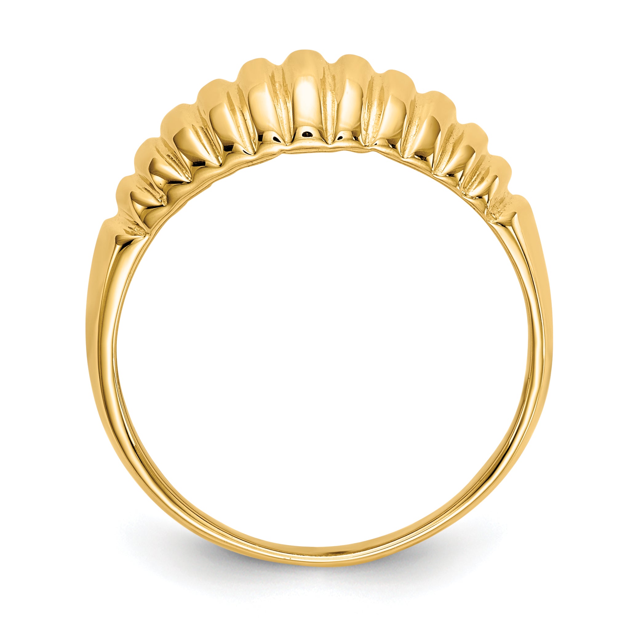 10K High Polished Ribbed Dome Ring - view 2