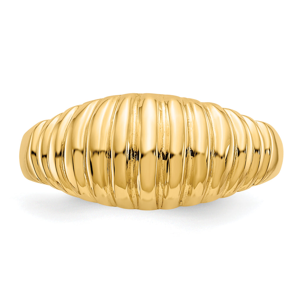 10K High Polished Ribbed Dome Ring - view 4