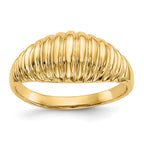 10K High Polished Ribbed Dome Ring