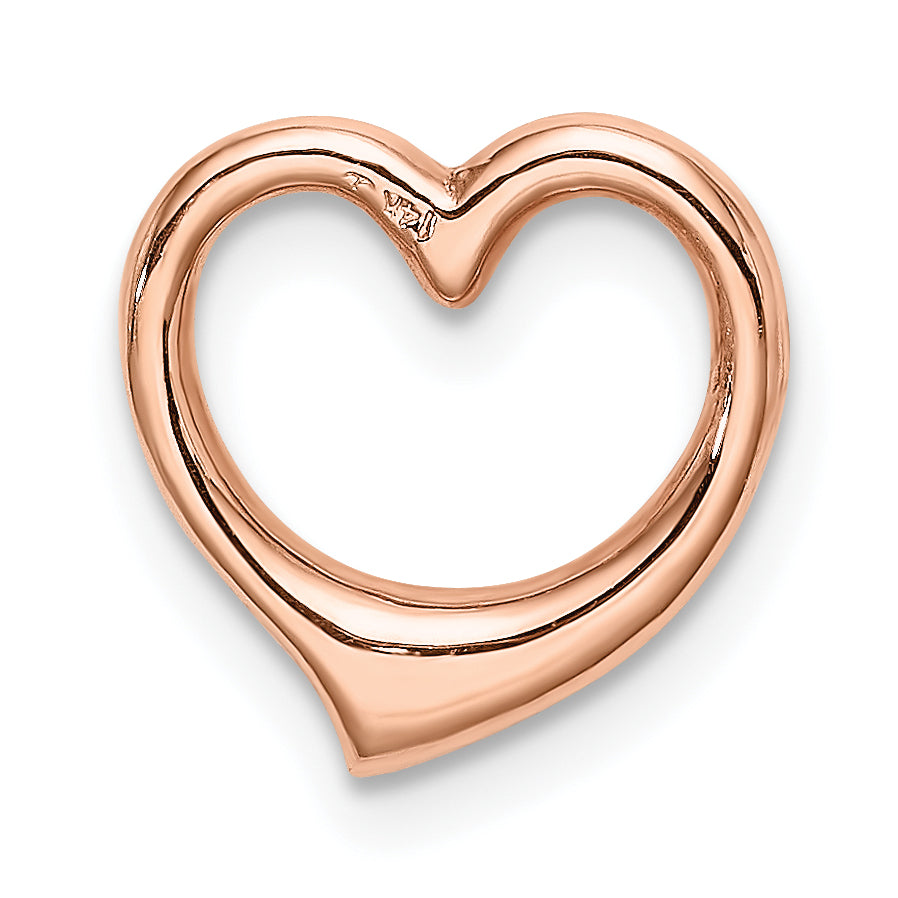 14K Rose Polished Floating Heart Chain Slide