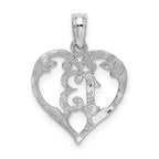 14k White Gold 13 in Heart Cut-out Pendant