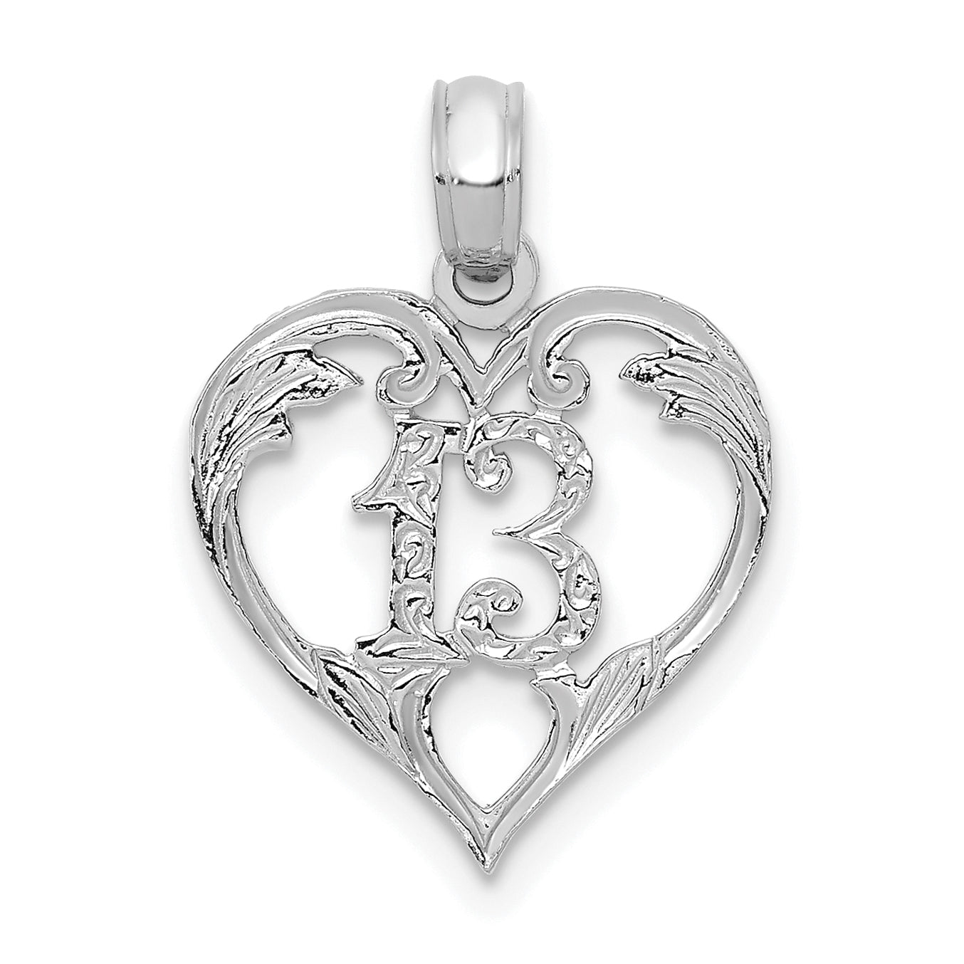 14k White Gold 13 in Heart Cut-out Pendant Main image