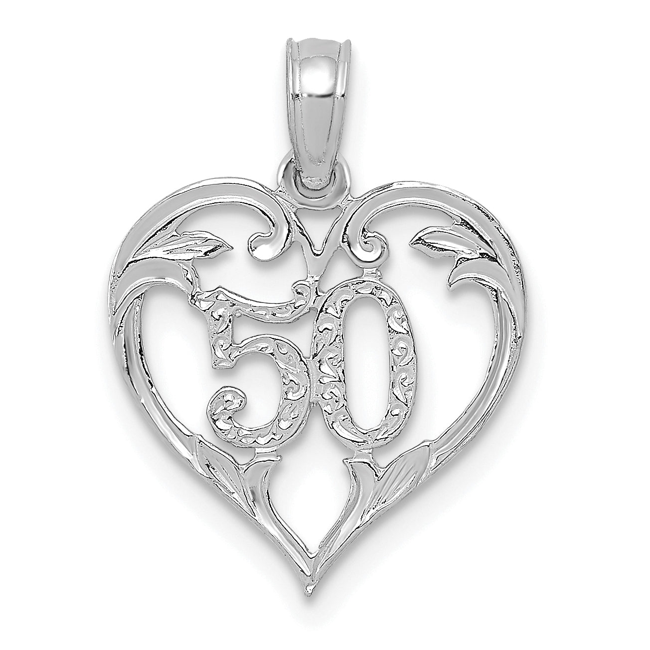 14k White Gold 50 in Heart Cut-out Pendant Main image